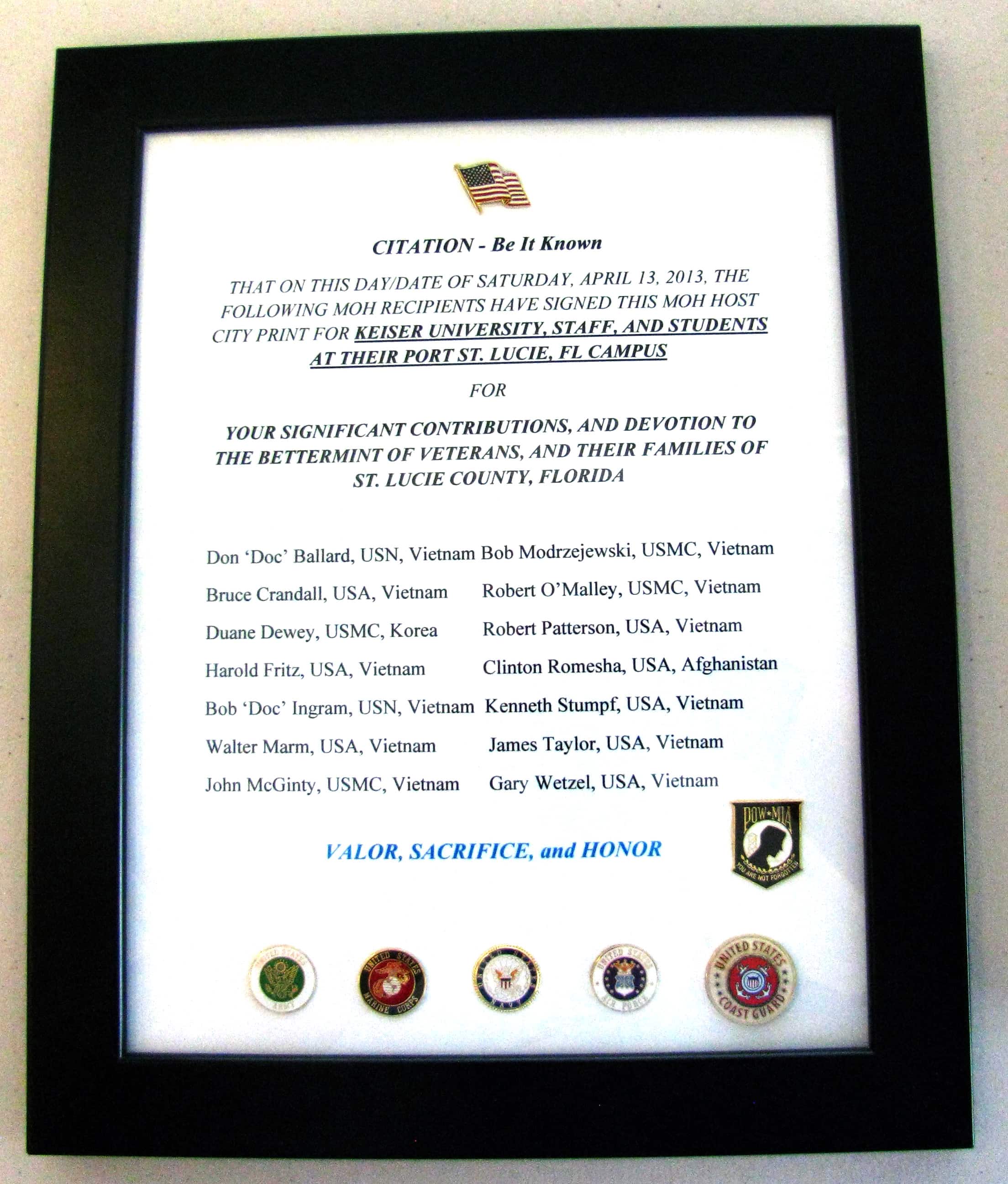 Port St. Lucie Campus Receives Congressional Medal of Honor