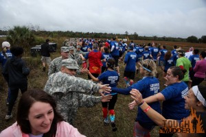 high fives with servicemembers