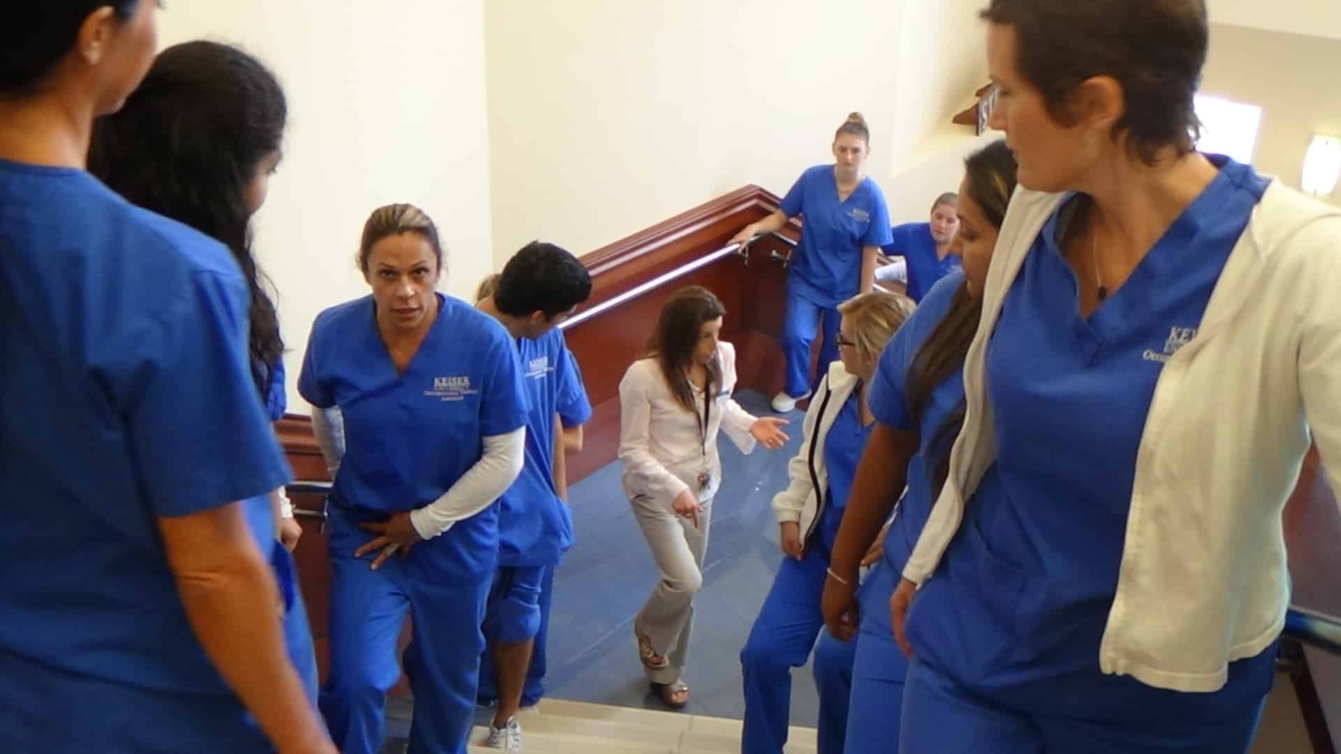Fort Myers Occupational Therapy Assistant Students Practice On The Stairs Keiser University
