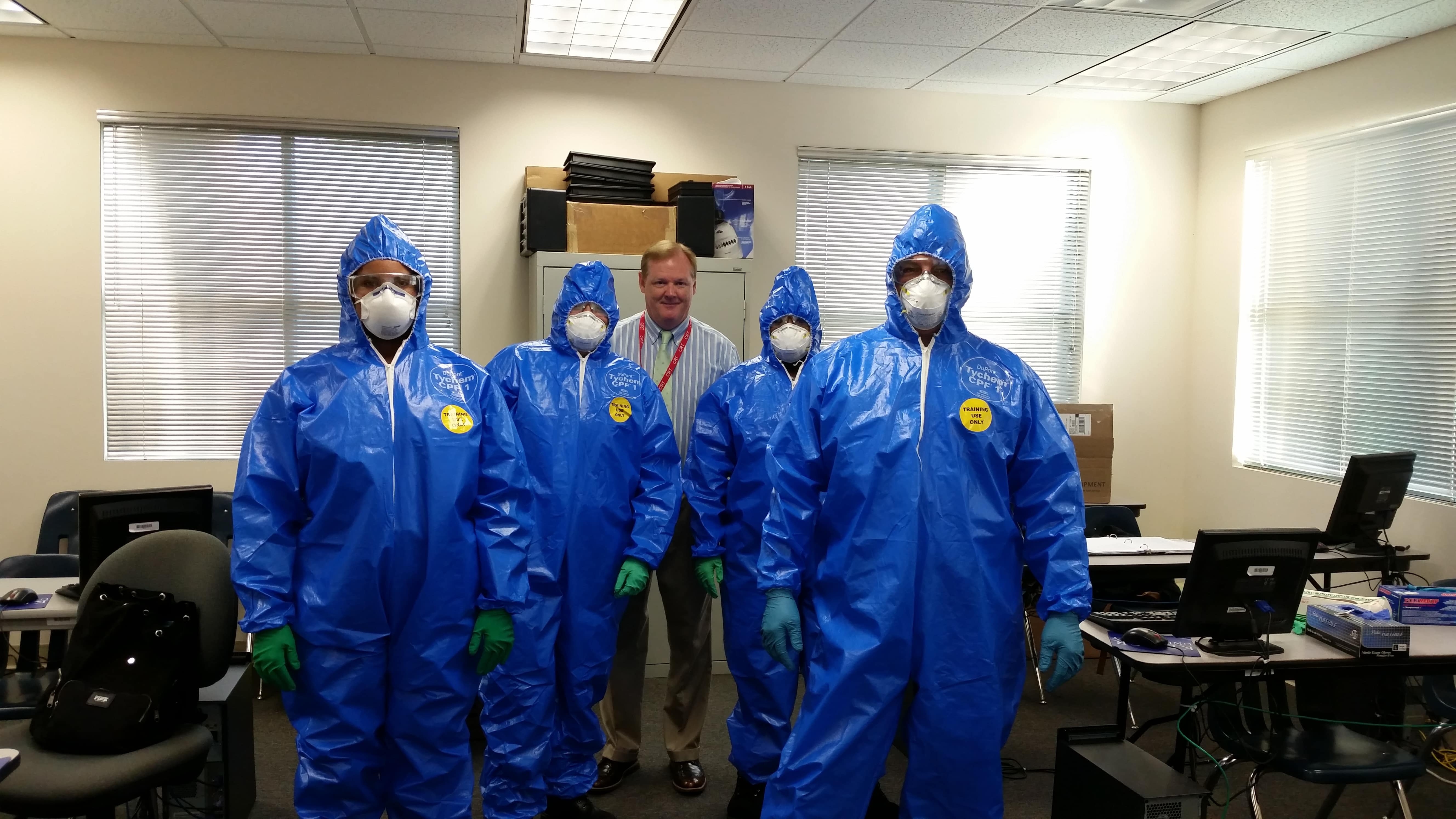 Sarasota Forensic Investigation Students in Personal Protective Equipment for Crime Scene Safety Course