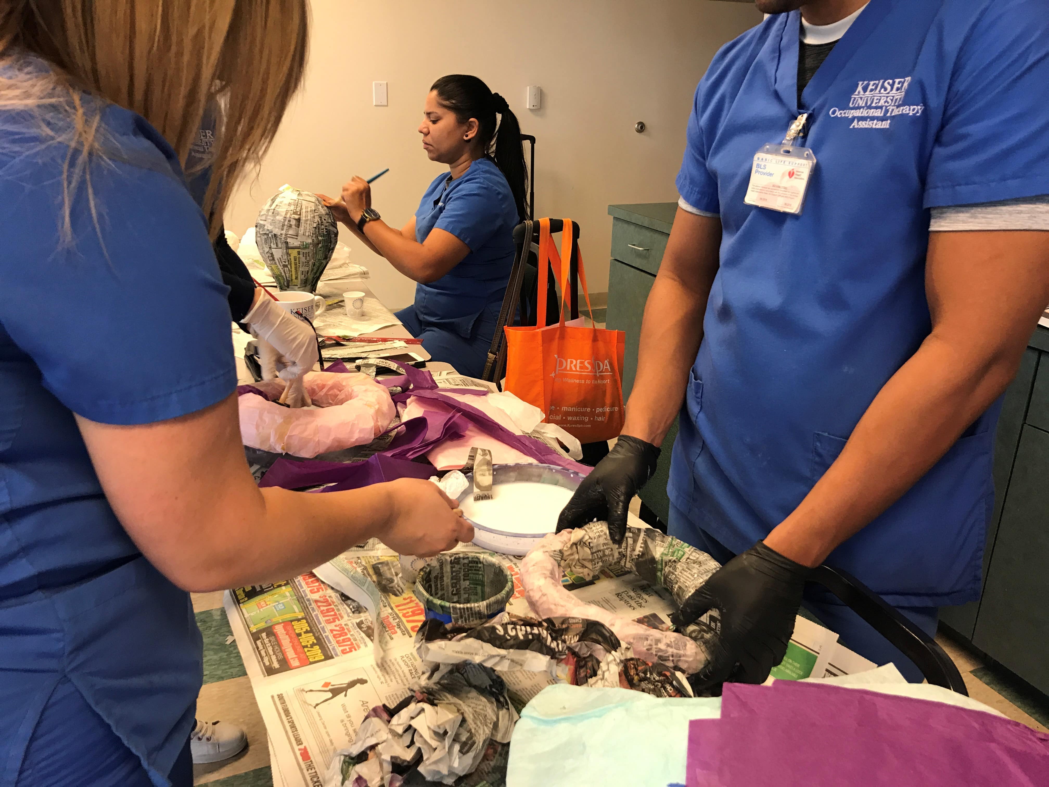 OTA Students in Miami Work with Paper Mache