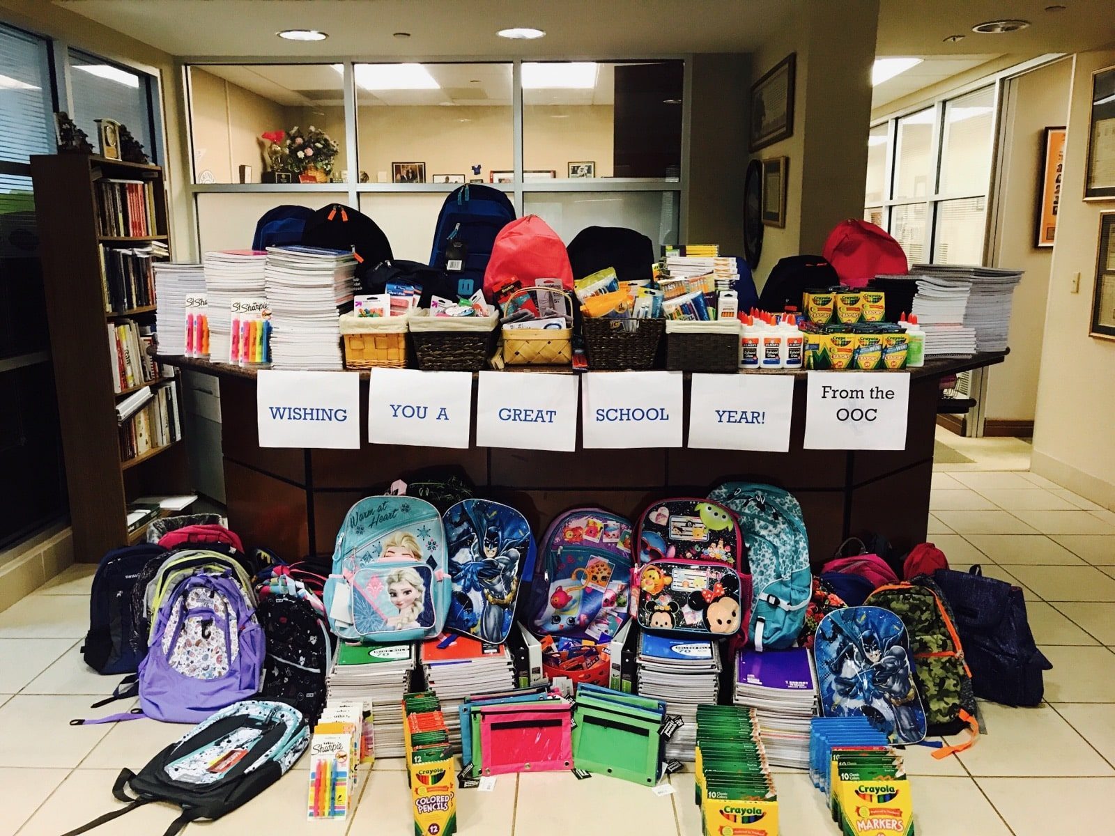 The OOC Collects School Supplies for Needy Children