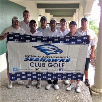 Nccga Photo Team With Banner 4 13 18 - Seahawks National Collegiate Club Golf Association (nccga) Golf Club Team Captures Florida Regional Tournament #2 By 44 Strokes - Community News