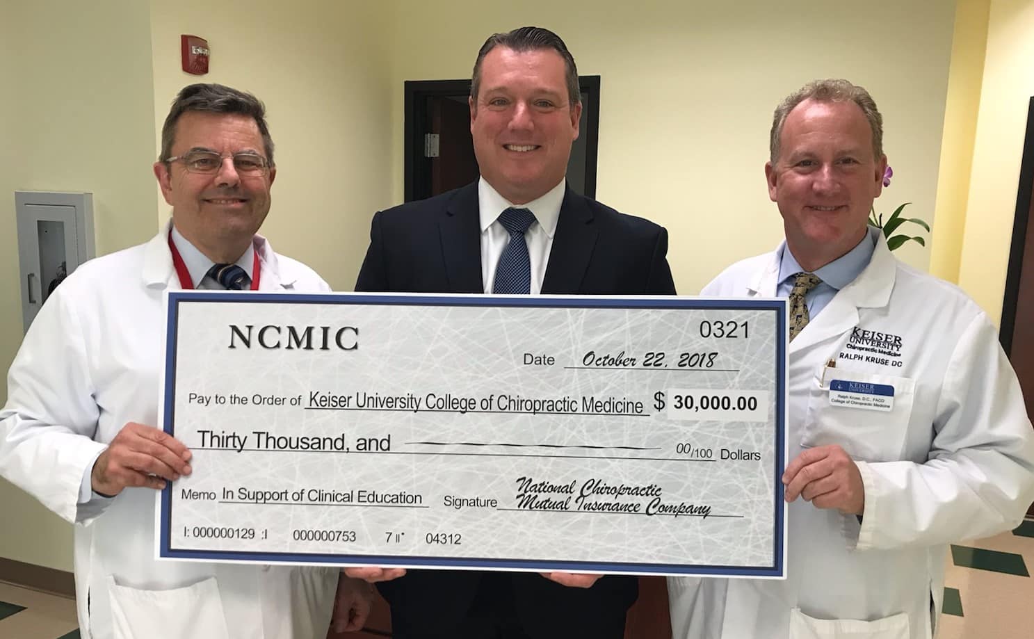 Keiser University’s College of Chiropractic Medicine  Receives $30K Donation