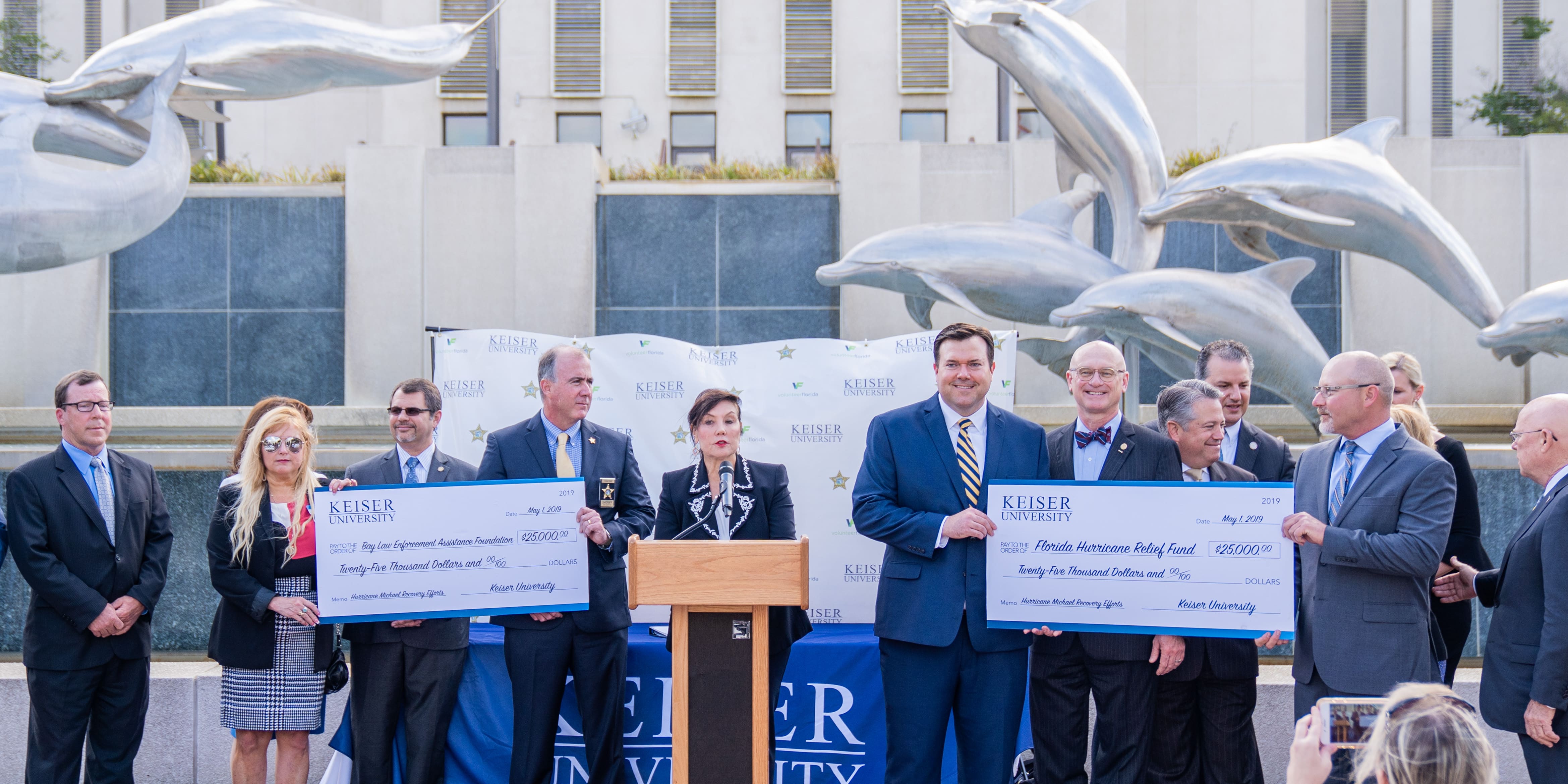 Keiser University presents $50,000 for Hurricane Michael Recovery Efforts