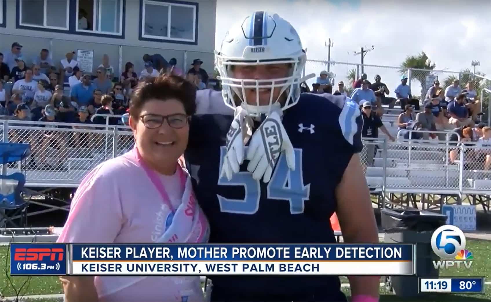 Keiser University Football Player Honors Mother on the Field as the Two Promote Early Breast Cancer Detection