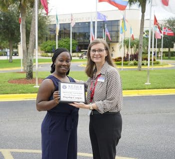 International Program Award Anelly Aranna And Dr Jennifer Peluso 10 19 Lowest Res - Keiser University Faculty Members Are Lauded For International Program Efforts - Seahawk Nation