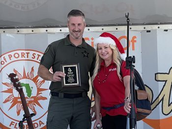 Sgt Ben Deblieck And Ku Psl President Leslie Kristoff - Keiser University Auto Show And Winterfest Supports Student Scholarships - Community News Sgt Ben Deblieck And Ku Psl President Leslie Kristoff Lower Res