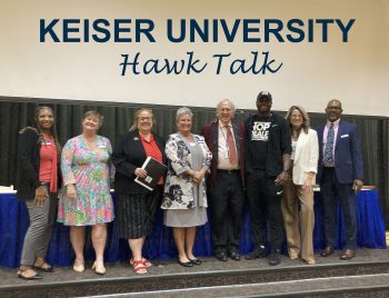 Ku Hawk Talk Group L R Michelle Miller Christine Raymond Angela Wing Allen Lonnie K Martens Glenn Swift Ricky Aiken Kimberly Mccarten And Eustus Fagan - Hawk Talk Presentations Highlight Community Volunteer Opportunities - Academics Keiser University’s Flagship Campus Hawk Talk forum recently welcomed a distinguished panel of community leaders who further opened the doors to student volunteer, personal development, and career-building opportunities.