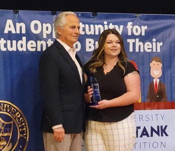 Keiser University Pitch Contest Winner Morgan Fox With Professor George Stamas - Keiser University Pitch Contest Winner And Partners Support New And Expectant Mothers - Seahawk Nation