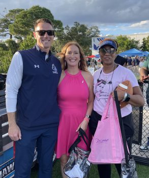 Ku Athletic Director Kris Swogger With Shannon Burrows And Robin Age - Breast Cancer Awareness: Seahawk Football Players Recognize Breast Cancer Survivors As Honorary Team Captains - Keiser University Flagship