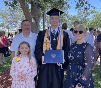 Valedictorian Theodor Myklebusthaug Celebrates Commencement With Father Vegard Myklebusthaug Sister Mia Kristin Myklebusthaug And Step Mother Annett Myhre - Valedictorian Unveils Educational Robot As Part Of Research Symposium - Graduate Spotlight