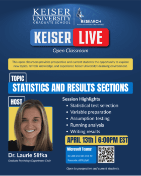 Keiser Live promotional infographic poster featuring event branding and student engagement content.