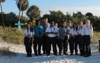 Emily Emilov with Keiser University classmates during an outdoor class