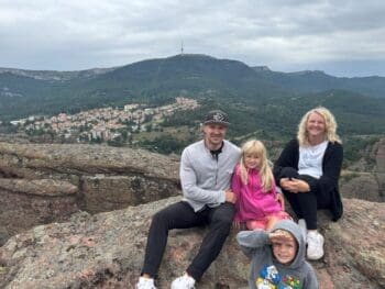 Emily Emilov with her husband and two children