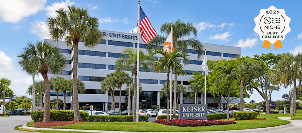 Keiser University Fort Lauderdale campus with the Niche 2027 Best Colleges badge